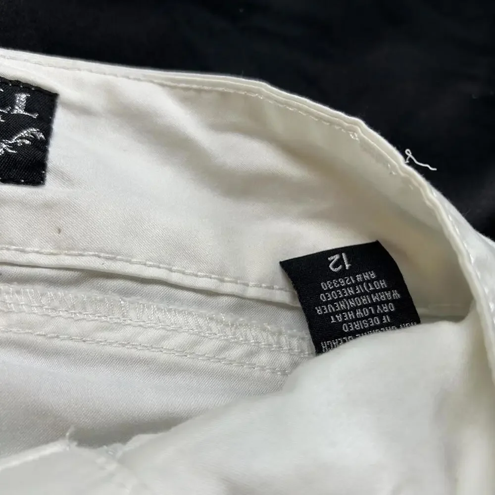 Thrill Women’s White Jean Shorts Size 12 Distressed Faux Hole Denim‎ Shorts
